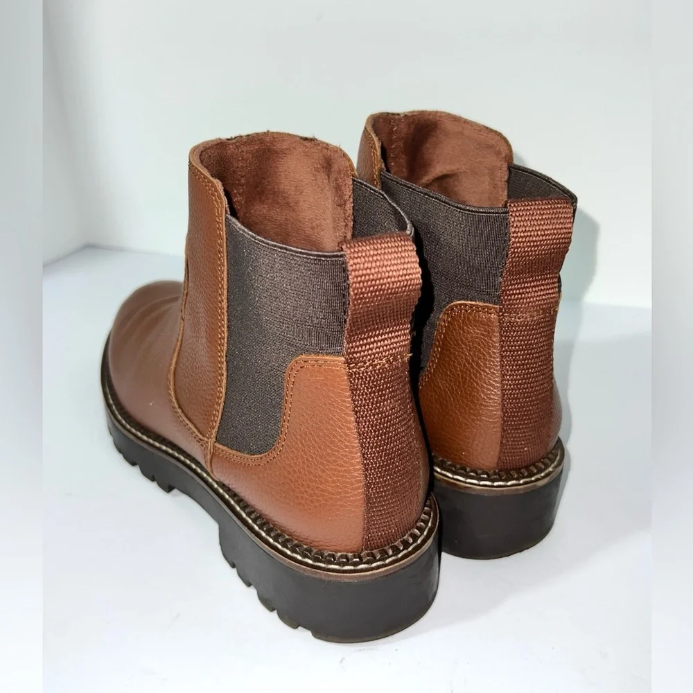 Nordstrom Rack Brown Man Leather Elastic Waterproof Round Toe Ankle Boot